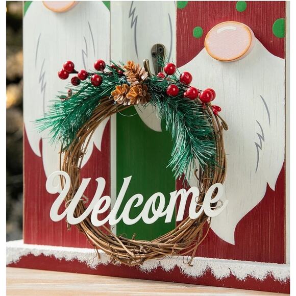 Glitzhome 18" H Wooden Welcome Christmas Gnome Family Table Decor - Picture 3 of 5